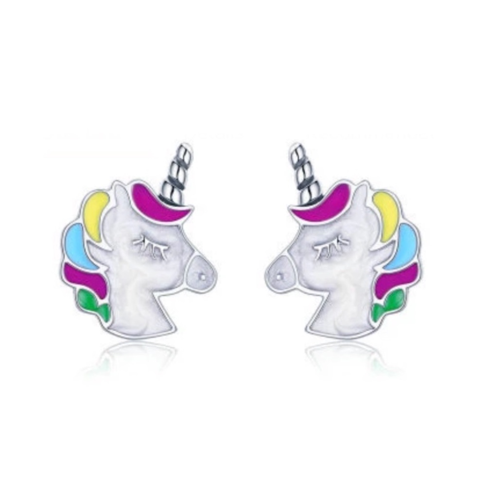 Solid Sterling Silver Magical Unicorn Earrings New
